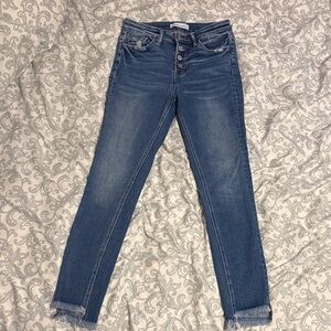 Flying Monkey Blue Skinny Jeans with Frayed Hem